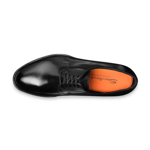 Men’s polished black leather Derby shoe - Santoni - 5