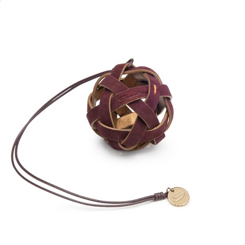 Burgundy woven leather sphere charm - Santoni - 3