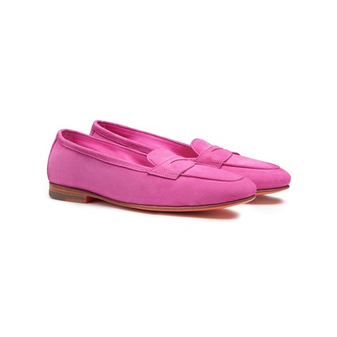 Women's pink suede Carla penny loafer - Santoni - 3