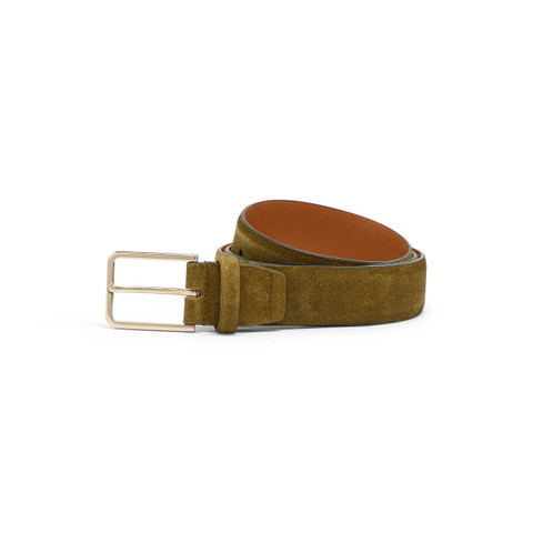 Men's green suede adjustable belt - Santoni - 1