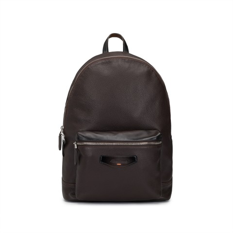 Dark brown leather backpack - Santoni - 1