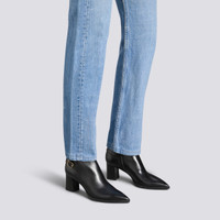 Women's black leather mid-heel ankle boot - Santoni - 2