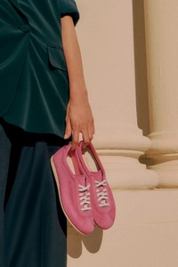 Women's pink suede sneaker - Santoni - editorial