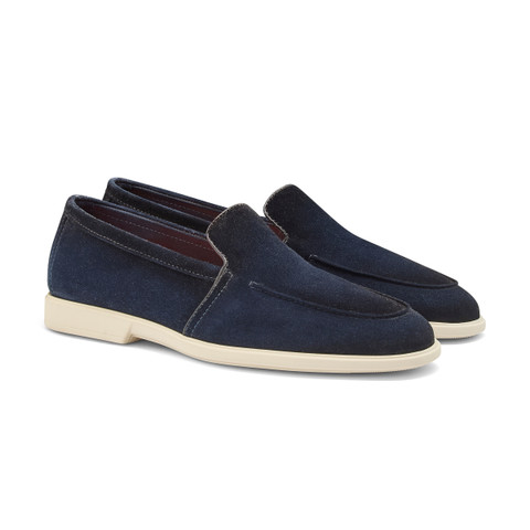 Men's blue suede loafer - Santoni - 3