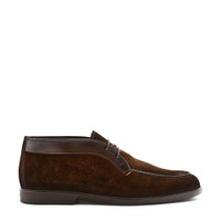 Men's dark brown suede and leather desert boot - Santoni - 1