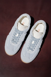 Women's ligh blue fur DBS Oly sneaker - Santoni - editorial