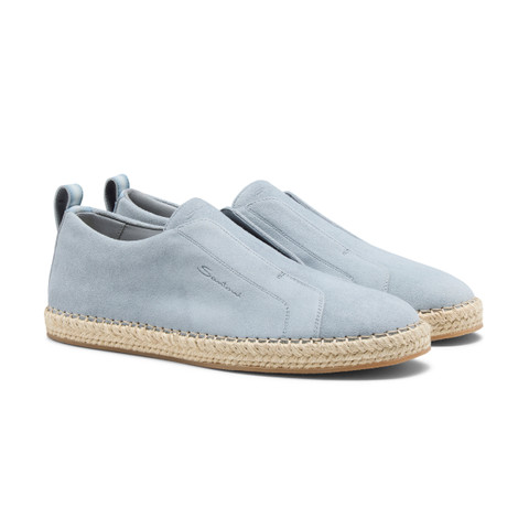 Espadrillas da uomo in suede azzurro - Santoni - 3