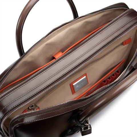 Brown leather laptop bag - Santoni - 4