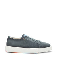 Men's light blue suede sneaker - Santoni - 1