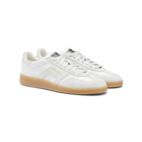 Women's white tumbled leather DBS Oly sneaker - Santoni - 3