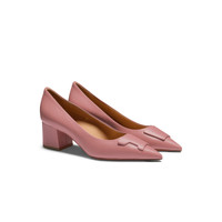 Women's pink leather mid-heel Santoni Sibille pump - Santoni - 2