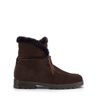 Women's dark brown suede ankle boot with fur - Santoni - 1