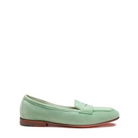 Women's green suede penny Carla loafer - Santoni - 1