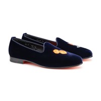 Men's blue velvet loafer - Santoni - 2