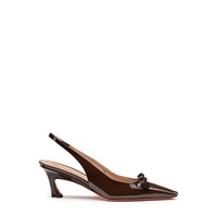 Women's dark brown patent leather mid-heel slingback - Santoni - 1
