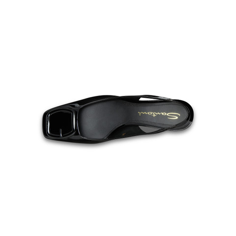 Women&rsquo;s black patent leather mid-heel slingback - Santoni - 4