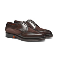 Men’s dark brown leather and suede Derby shoe - Santoni - 2