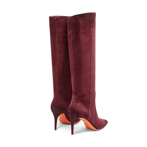 Women's burgundy suede high-heel boot - Santoni - 4
