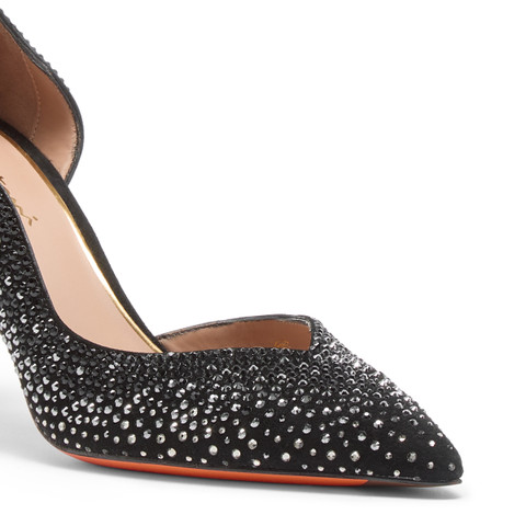 Women's black suede and strass high-heel pump - Santoni - 5