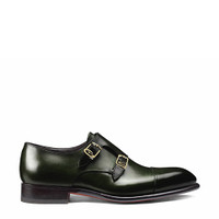 Men's green leather double-buckle shoe - Santoni - 1