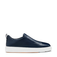 Men's blue leather slip-on sneaker - Santoni - 1