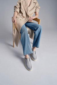 Women’s grey nubuck desert boot - Santoni - editorial