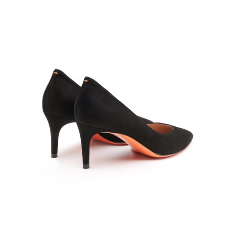 Women's black suede mid-heel pump - Santoni - 3