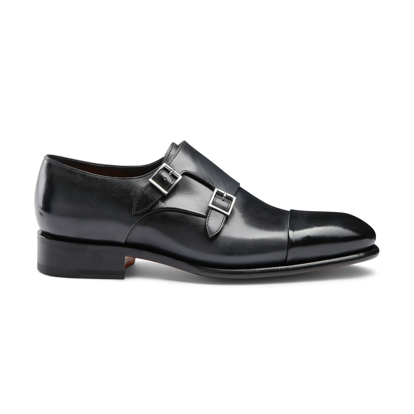 Santoni Doppia fibbia da uomo in pelle anticata blu