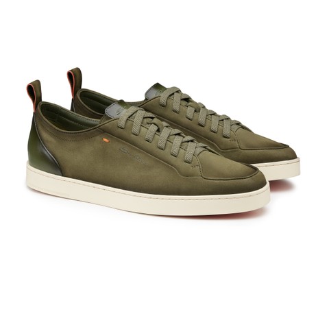 Men's green nubuck Santoni Off-duty sneaker - Santoni - 2