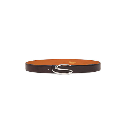 Brown leather belt strap - Santoni - 5