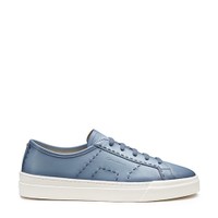 Men's light blue leather Double Buckle Sneaker - Santoni - 1