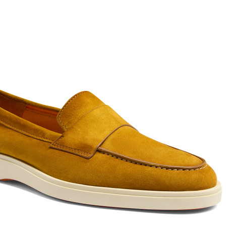 Men's yellow suede penny loafer - Santoni - 6