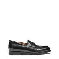 Women&rsquo;s black leather penny loafer - Santoni - 1