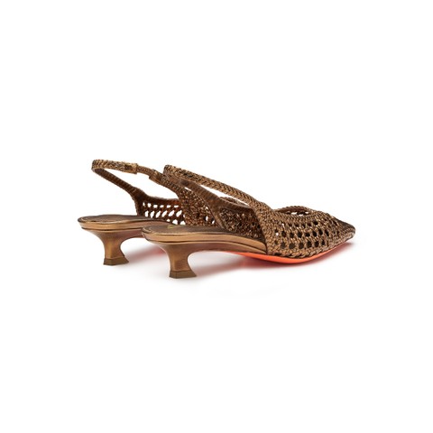 Women's gold woven leather low-heel slingback - Santoni - 3