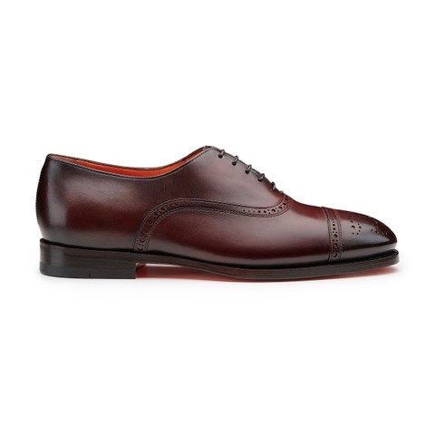 Men's orange leather brogue Oxford shoe - Santoni - 1