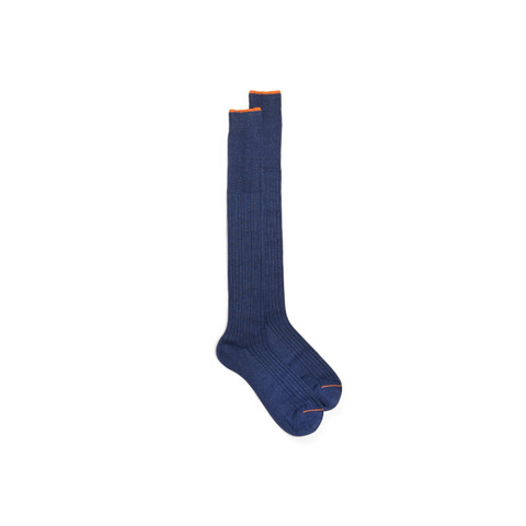 Light blue Filo di Scozia mercerised cotton high socks - Santoni - 1