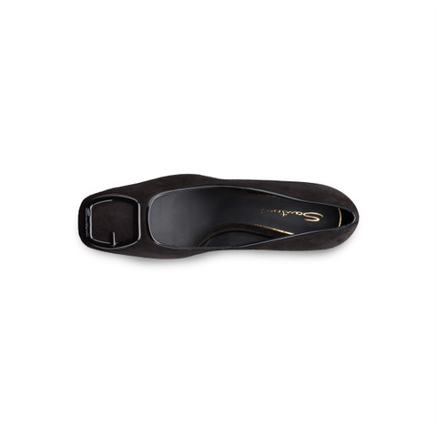 Zapatos de salón de tacón mediano de mujer de ante negro - Santoni - 5