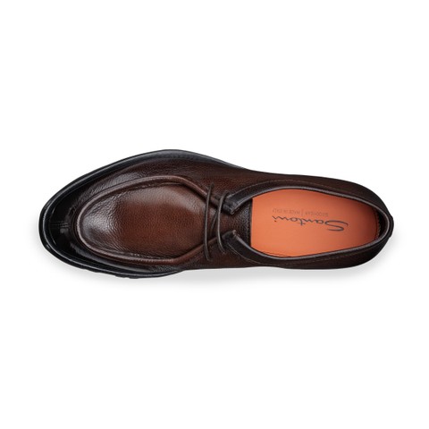 Men's dark brown leather lace-up shoe - Santoni - 4