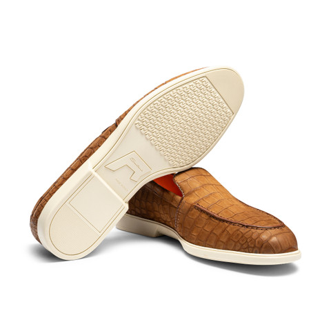 Men's brown alligator leather loafer - Santoni - 3