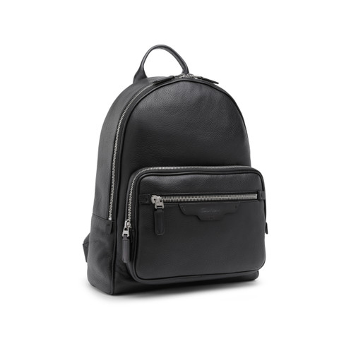 Black tumbled leather backpack - Santoni - 3