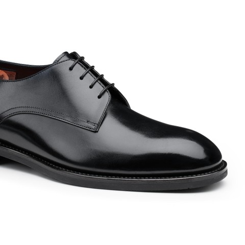 حذاء ديربي رجالي من الجلد باللون الأسود - Santoni - 5