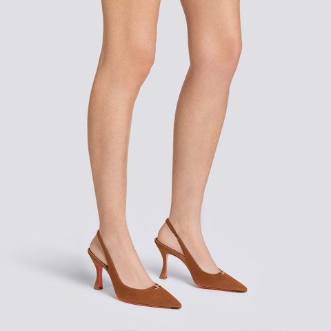 Women's brown suede high-heel slingback - Santoni - 2