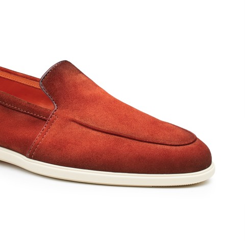 Men's orange suede loafer - Santoni - 5