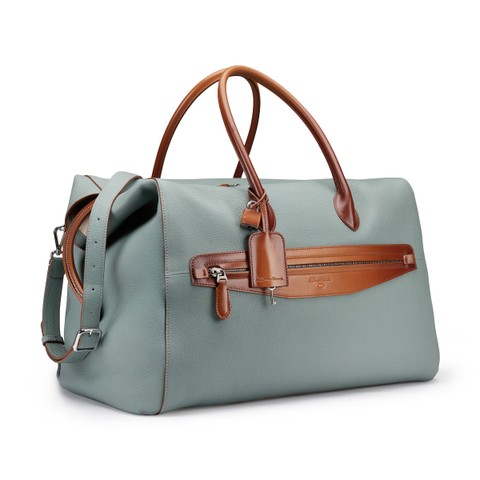 Light blue tumbled leather weekend bag - Santoni - 3