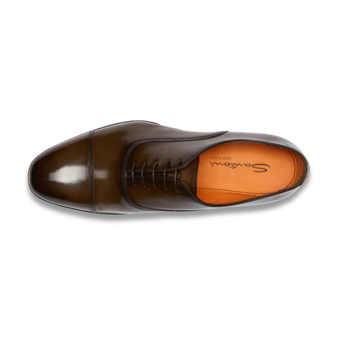 Men's dark brown leather Oxford shoe - Santoni - 5