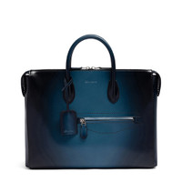 Blue leather laptop bag - Santoni - 1