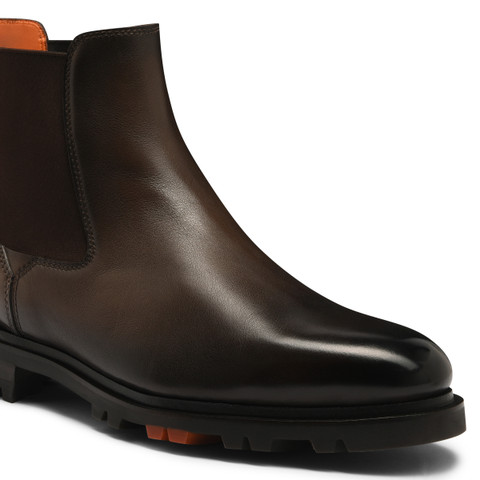Men's dark brown leather Chelsea boot - Santoni - 6