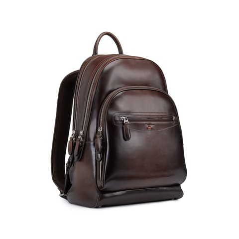 Dark brown leather backpack - Santoni - 1
