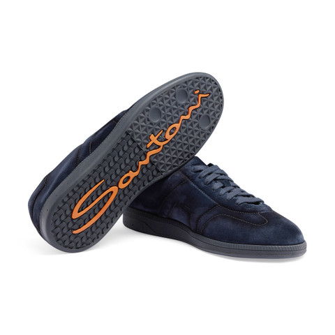 Men's blue suede DBS Oly sneaker - Santoni - 4