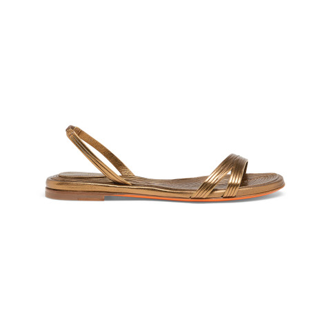 Women's gold leather sandal - Santoni - 1